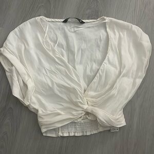 Zara White/Ivory V Neck Crop Top Size Small, Never Worn Brand New